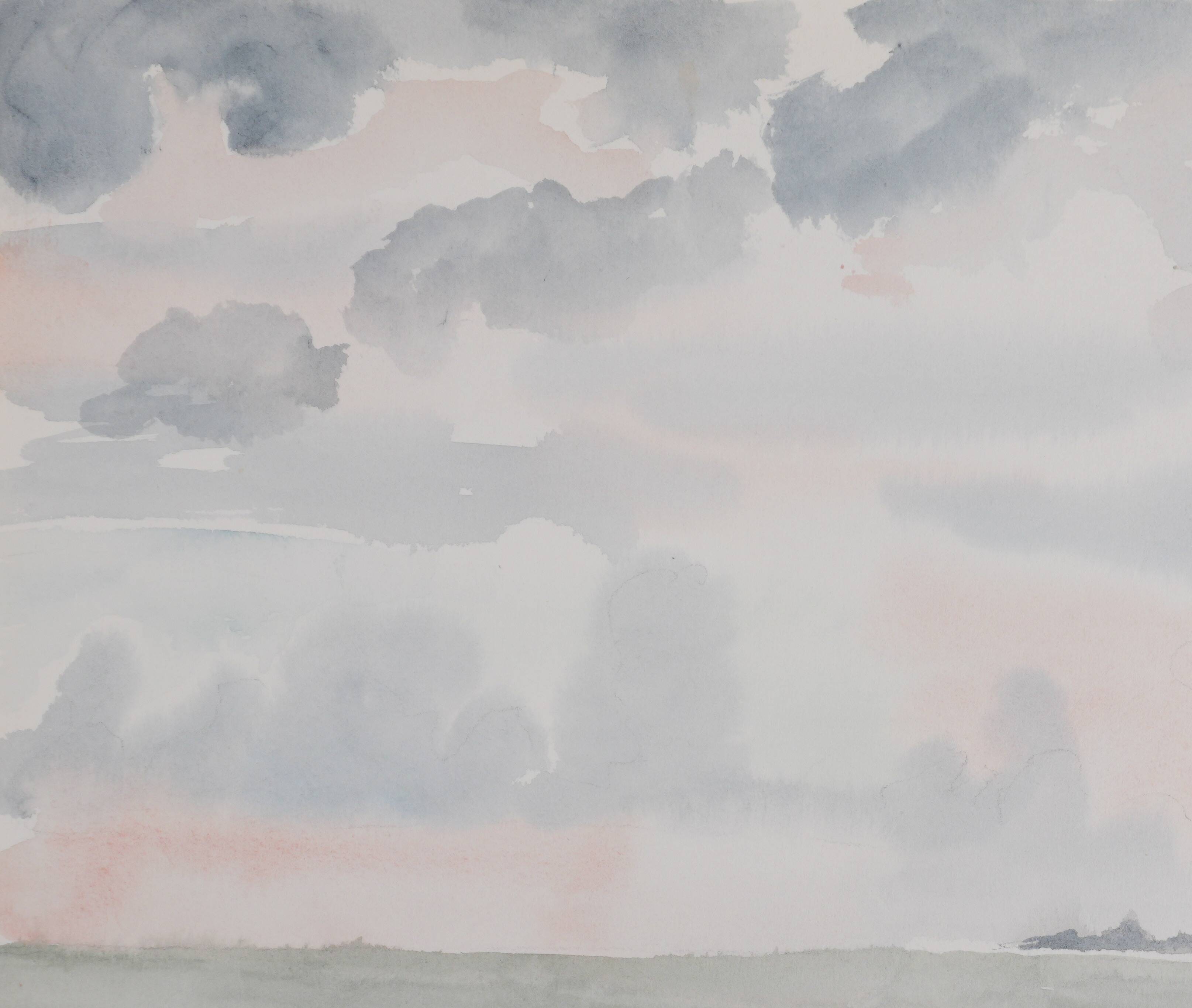 Camille COMBE: Shady seaside, Original signed watercolor