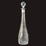 Carafe with antique glass liquor with diamond cap cut crystal silver frame