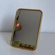 Vintage 1960 barber mirror, shaving or travel, gold and blue - 16 x 11 cm