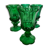 Set of 6 Medicis glasses in green moulded glass