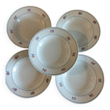 5 antique Gien Micheline soup plates