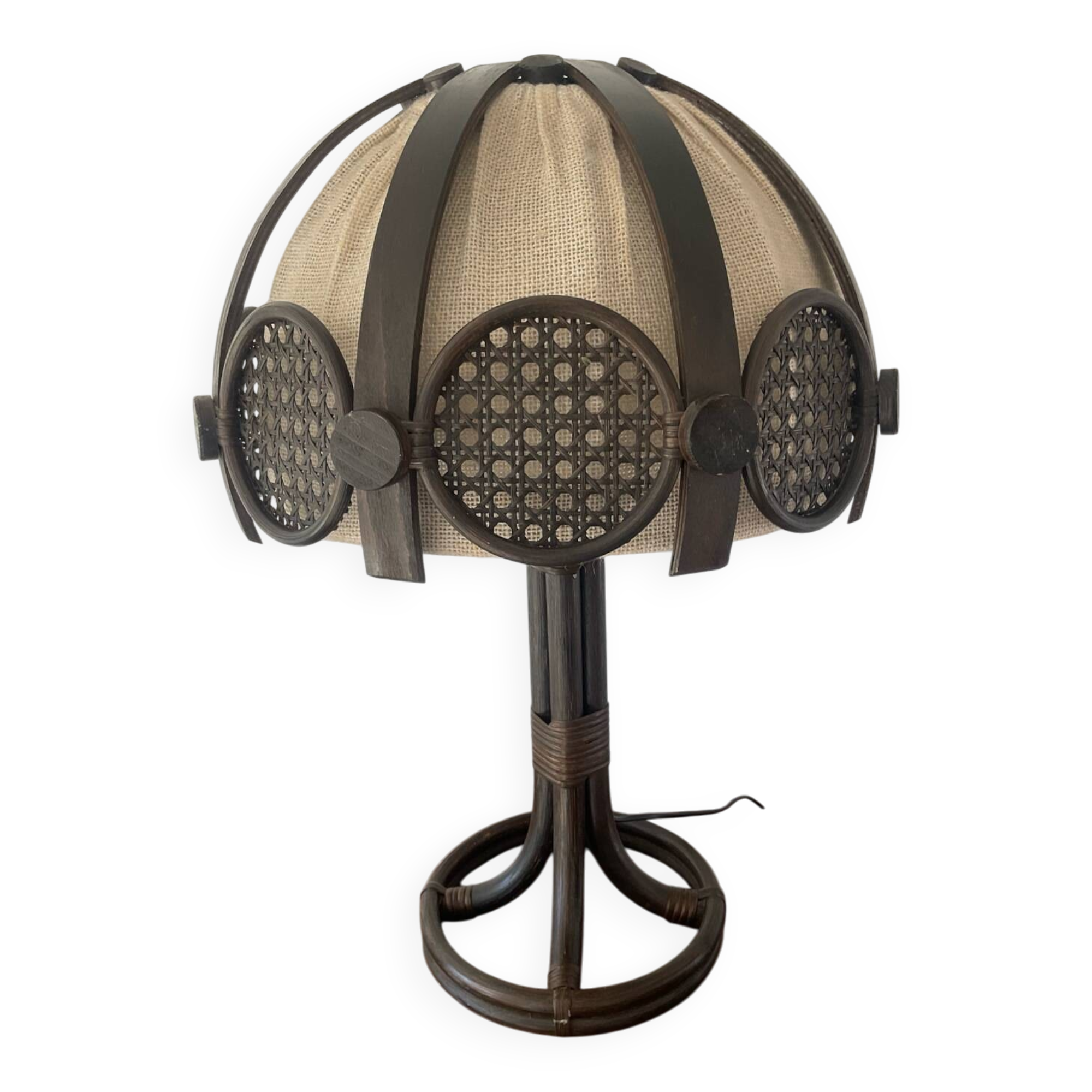 Rattan and cane lamp from the 60s-70s