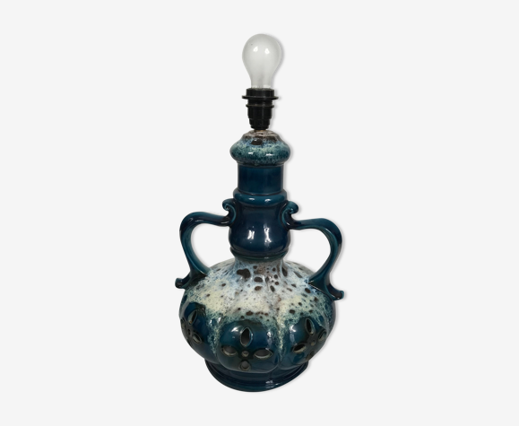 Blue ceramic floor lamp year 70