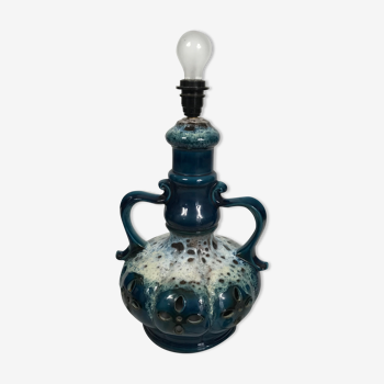 Lampe de sol céramique bleue année 70