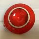 Red ceramic cellar rat candle holder