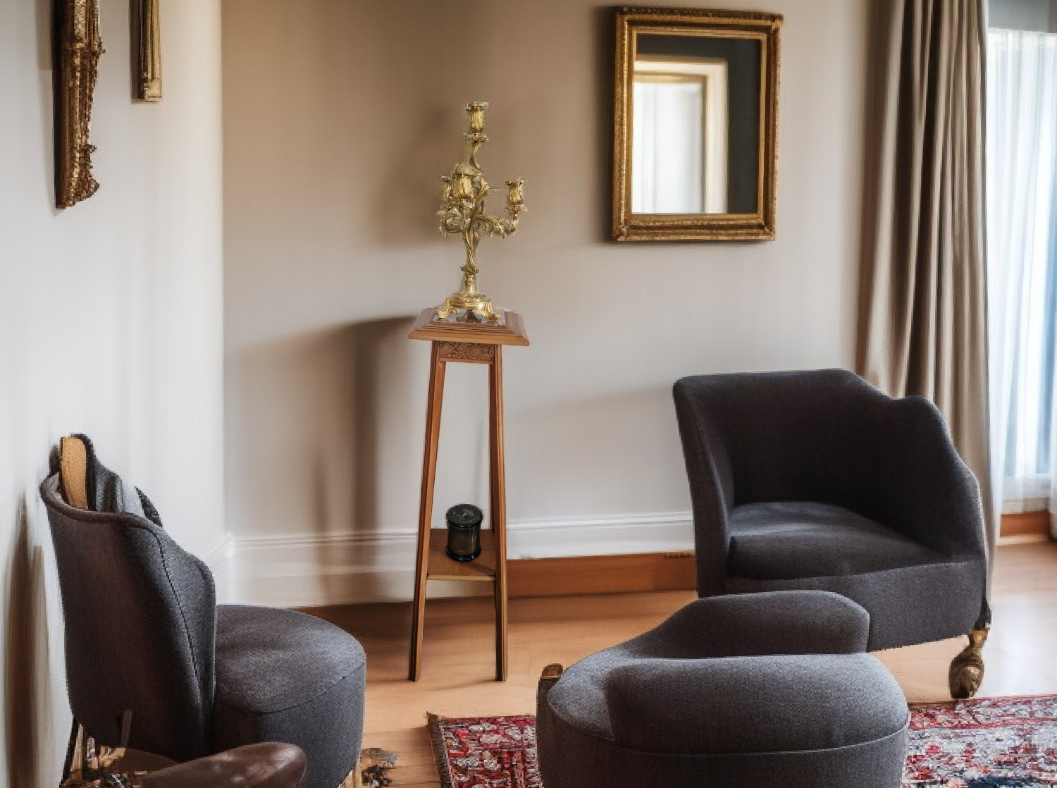 Art Deco sculpted pedestal in solid wood and marble – circa 1930