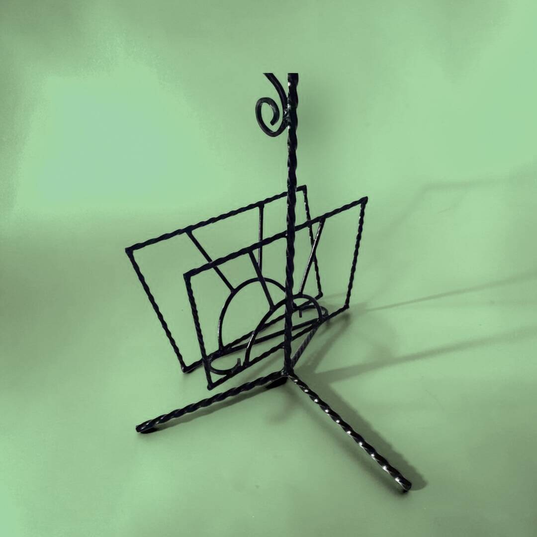 Vintage multifunctional wrought iron magazine rack