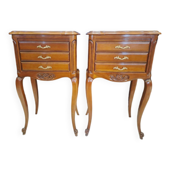 Louis XV style 3-drawer bedside tables