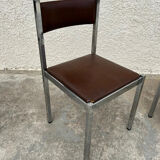 4 vintage leather/iron chairs