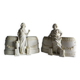 Pair of biscuit table planters