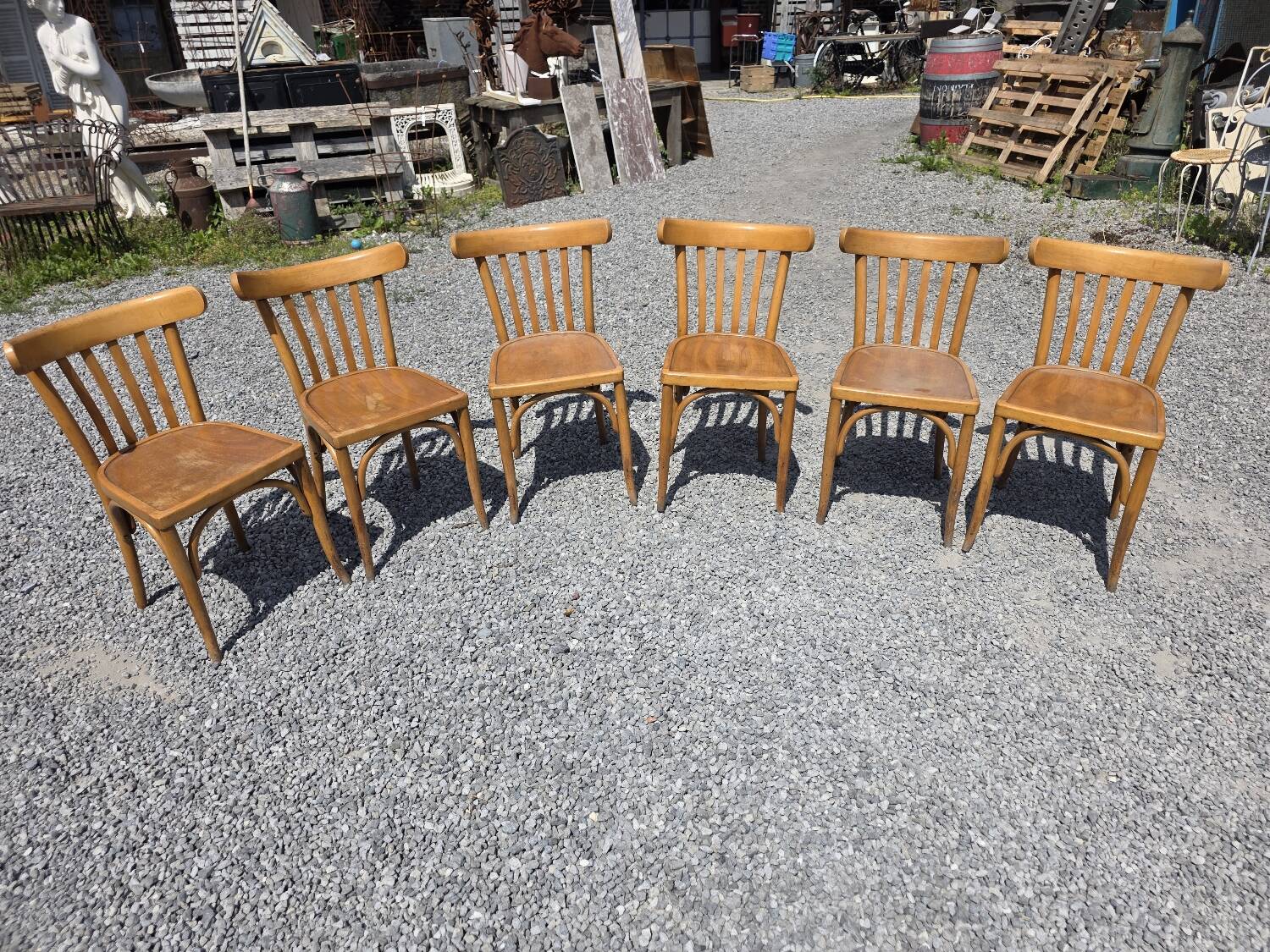 6 Luterma curved wooden bistro chairs