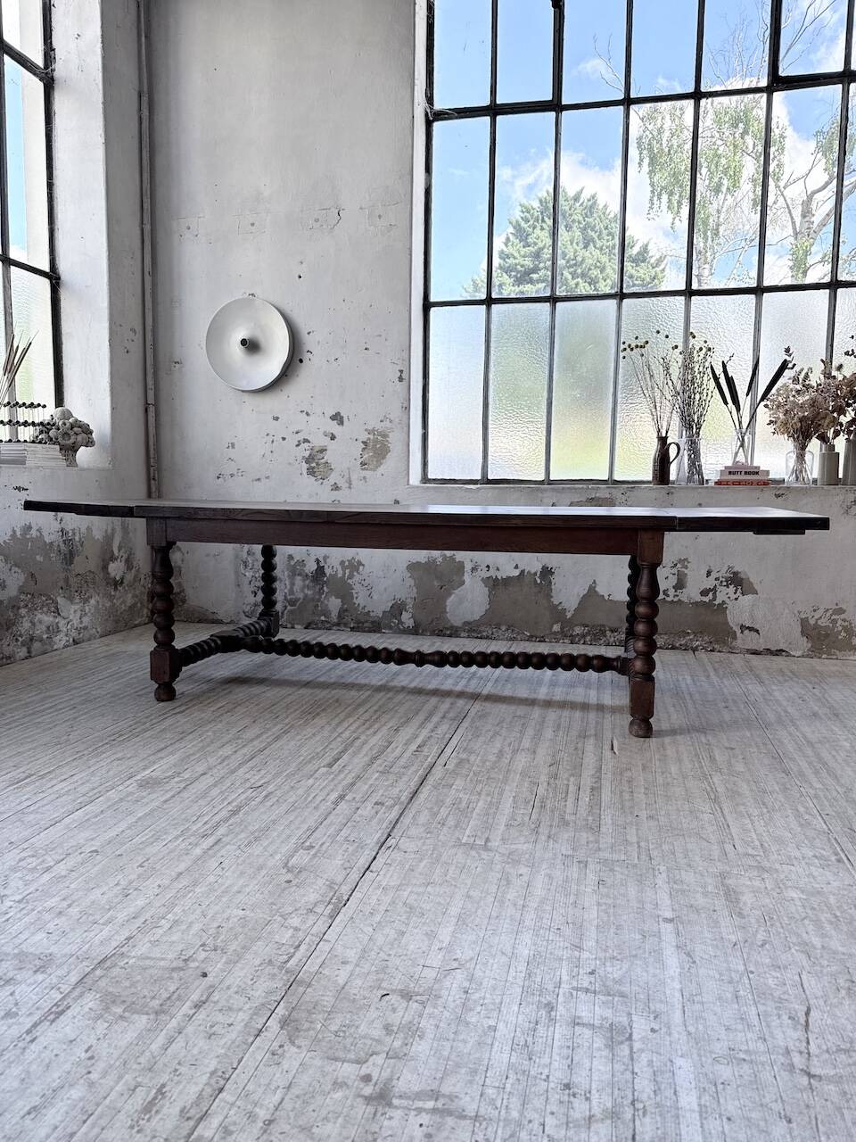 Solid oak table 1900 drapery style XL 280cm with extensions