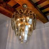 Black Veca chandelier 3 levels, Murano glass, Italy, 1970