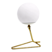 Lampe à poser ou à suspendre en laiton et verre opalin 1970