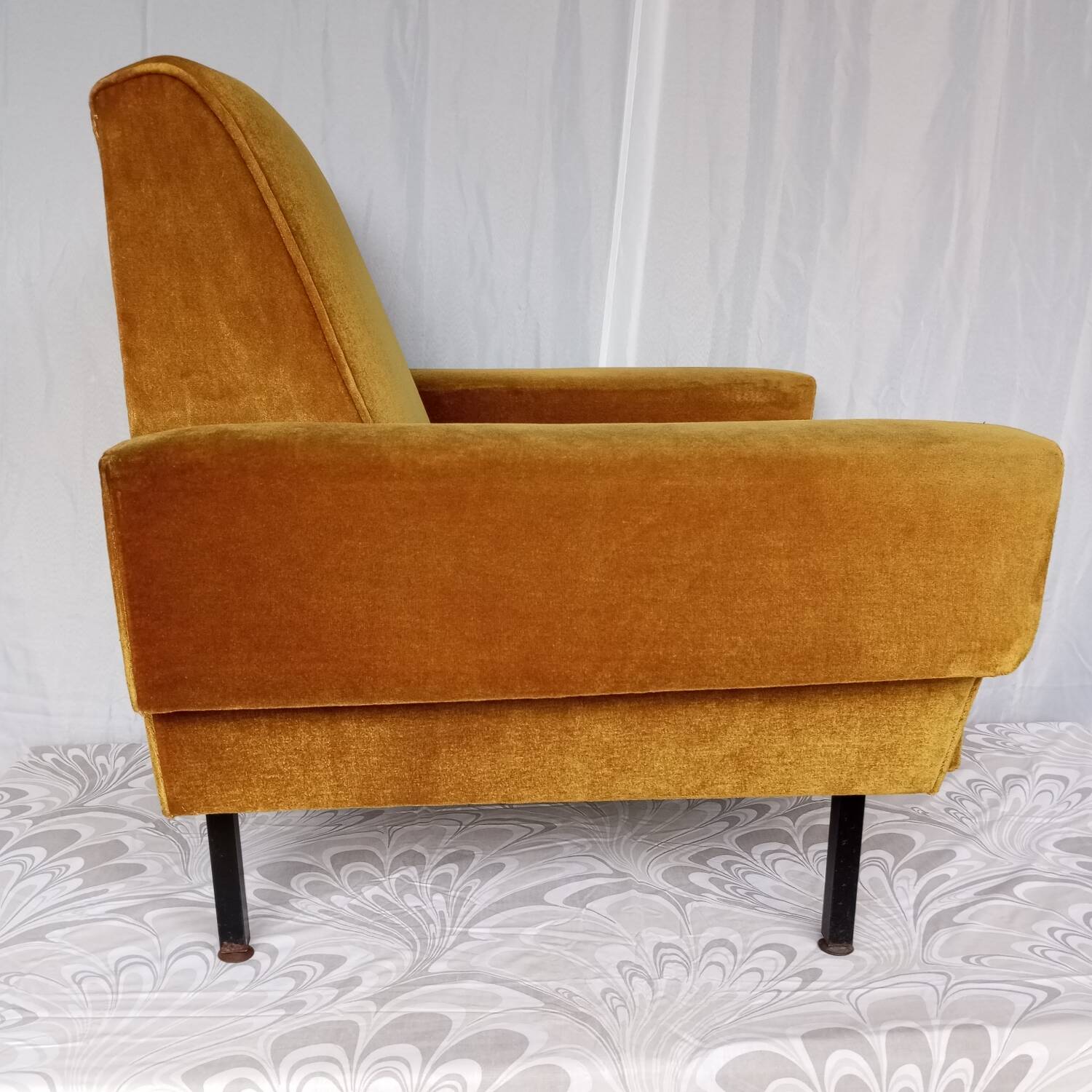 Vintage yellow velvet armchairs