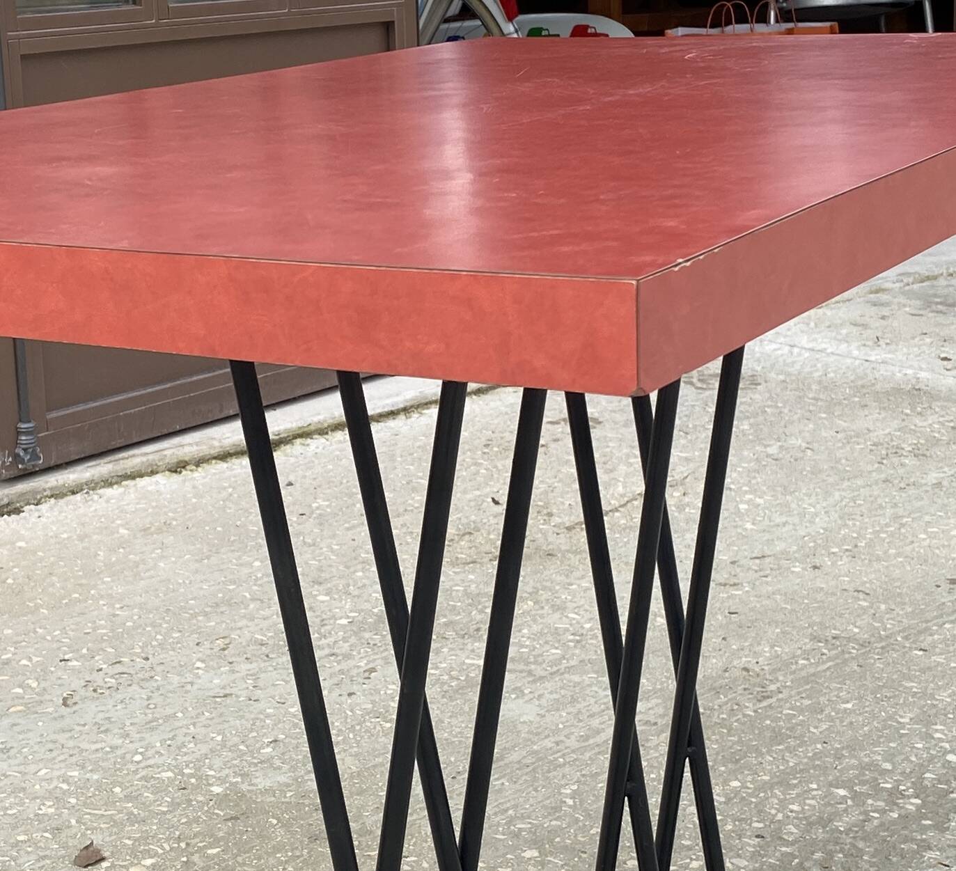 Jean Prouvé table from the refreshment area of the Dancourt-les-Conflans Aeroclub.