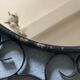 Large vintage black metal mirror Chaty Vallauris