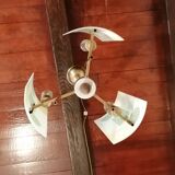 Golden chandelier and glass plates, art deco, vintage style Strangfeld und Gregor Radeberg Dresden 1950