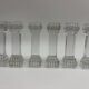 6 Portieux Art Deco knife rests in transparent moulded glass, French glassware from the 1930s.