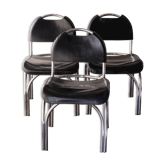 Chairs in black leather, '70