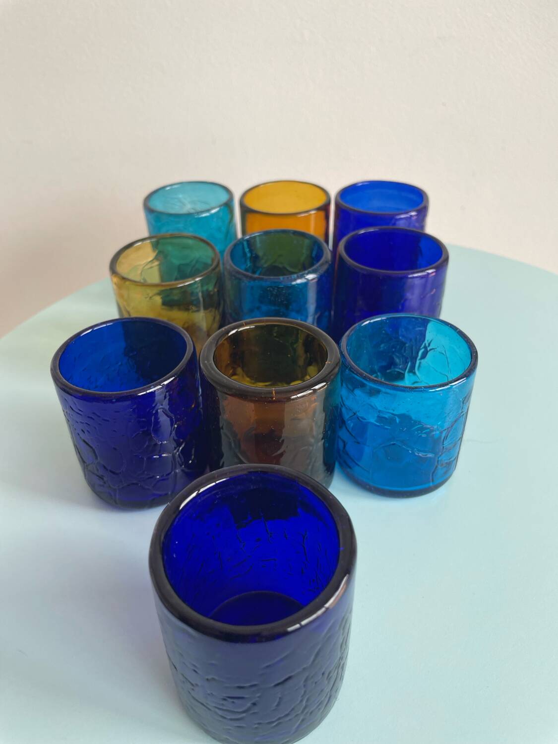 Set of 10 mouth-blown glasses – Contemporary French craftsmanship – Multic