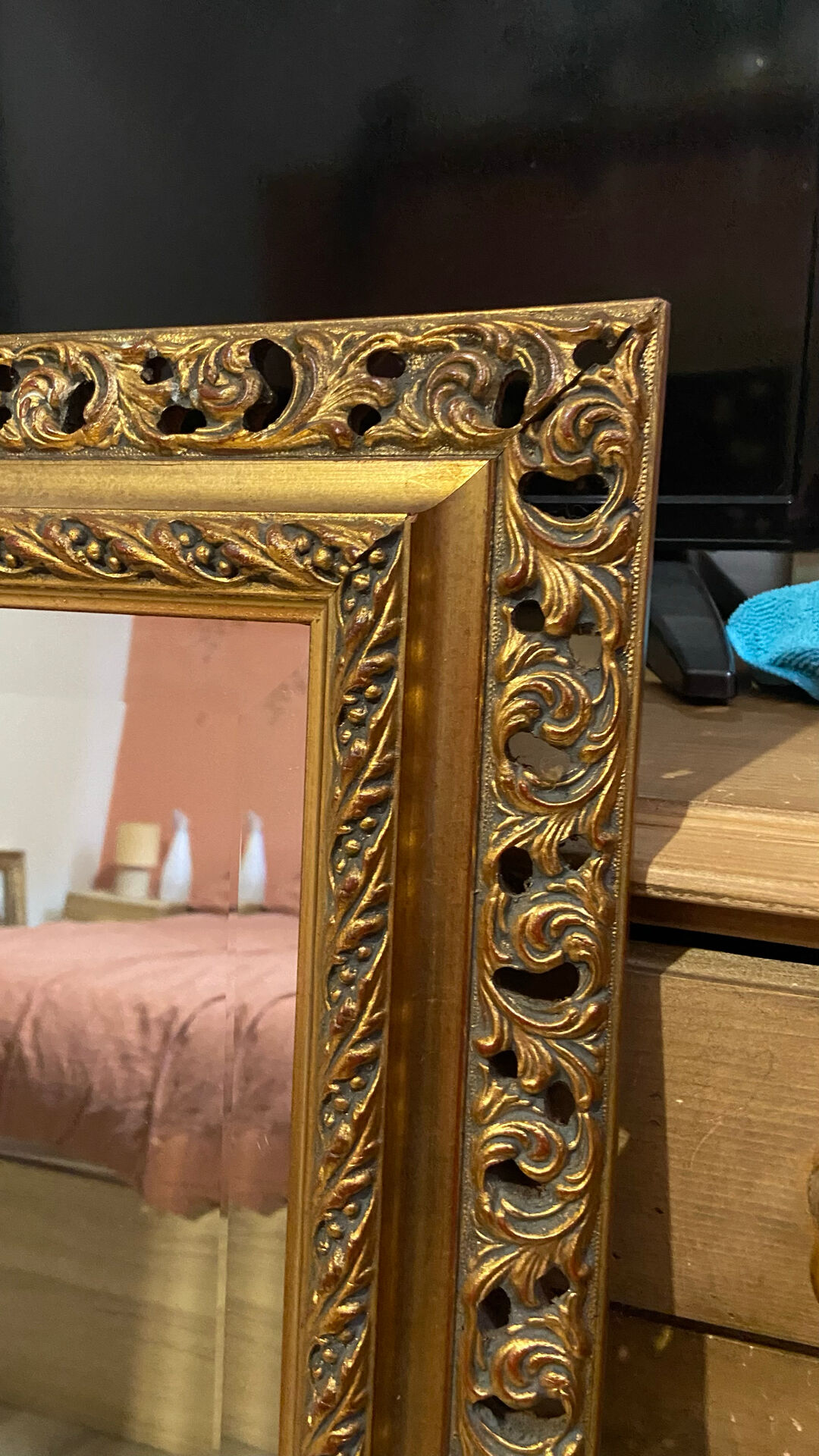 Exceptional antique large mirror in Louis XV style – Openwork gilded frame