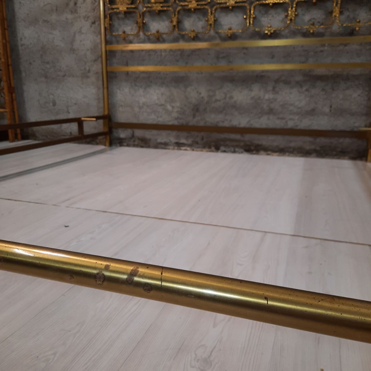 1960s / 70s bed design in gilded brass.