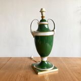 Green and gold ceramic amphora lamp foot