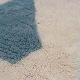 Modern sky blue and white Mrirt Moroccan rug