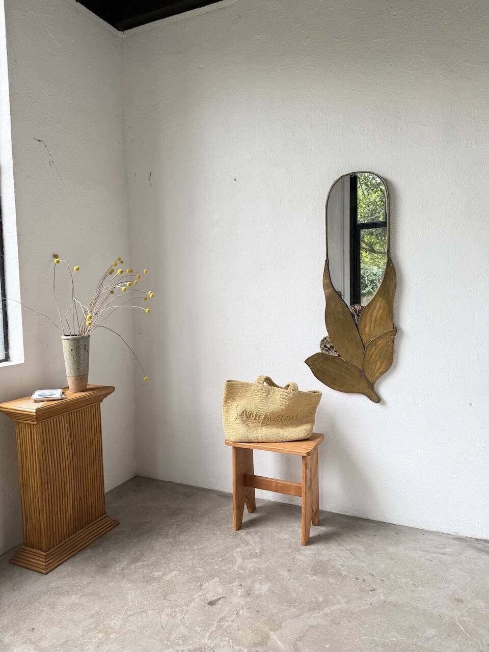 Brass flower oval mirror 1960