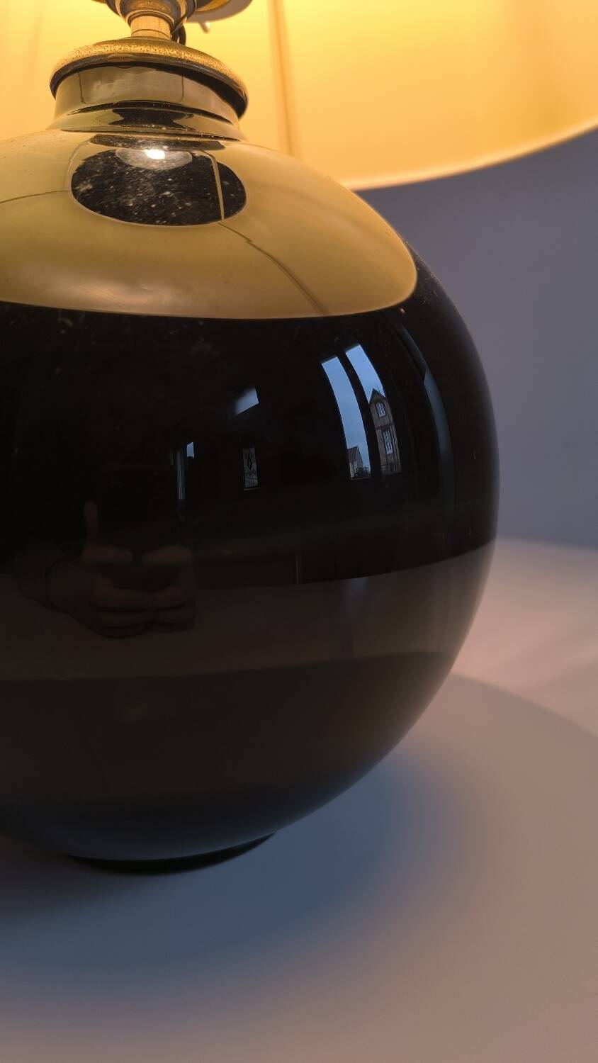 Black opaline ball lamp 1950
