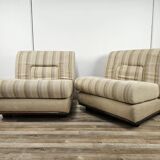 Mid Century Italian Armchairs in Wood and Fabric