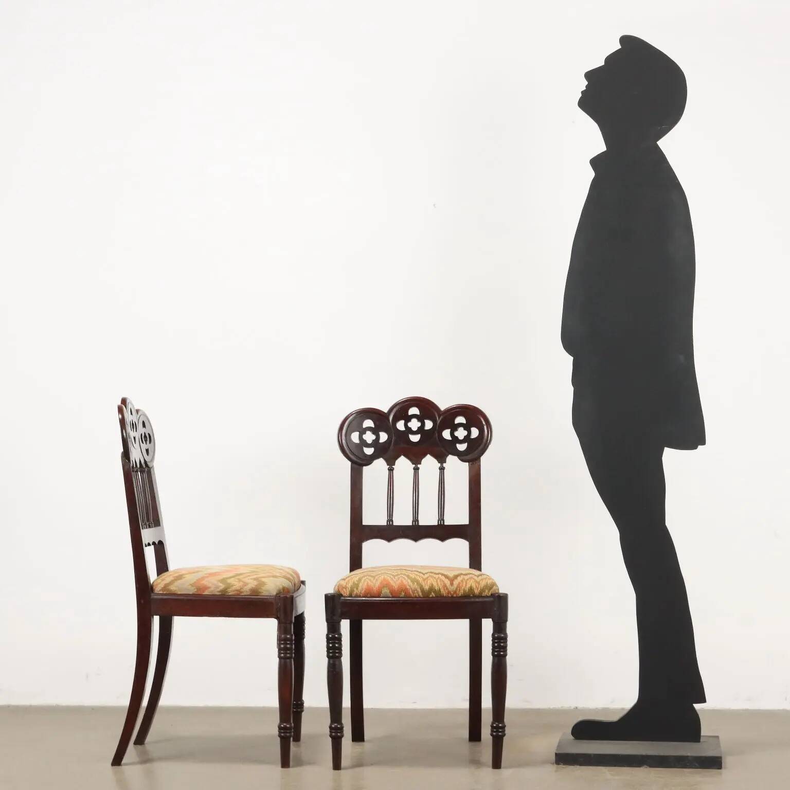 Antique neo-Gothic mahogany chairs, Italy, 19th century