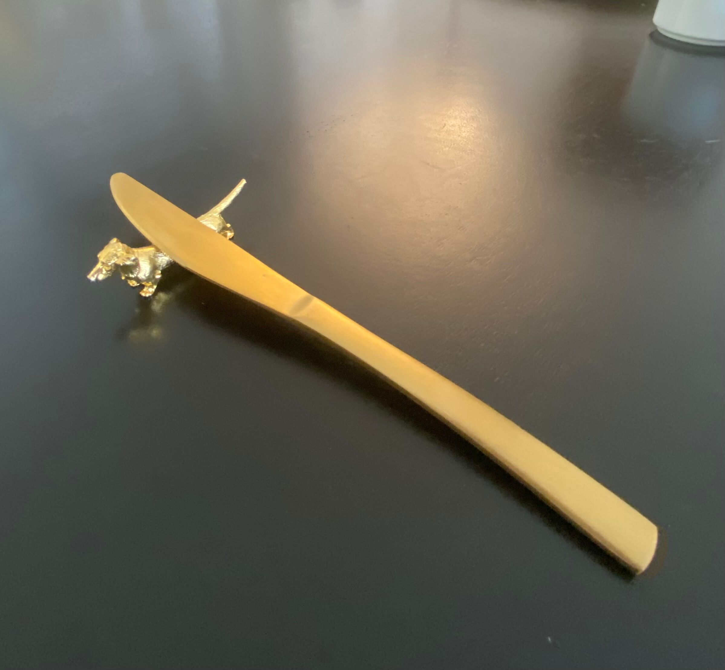 6 knife holders Dachshunds gilded metal