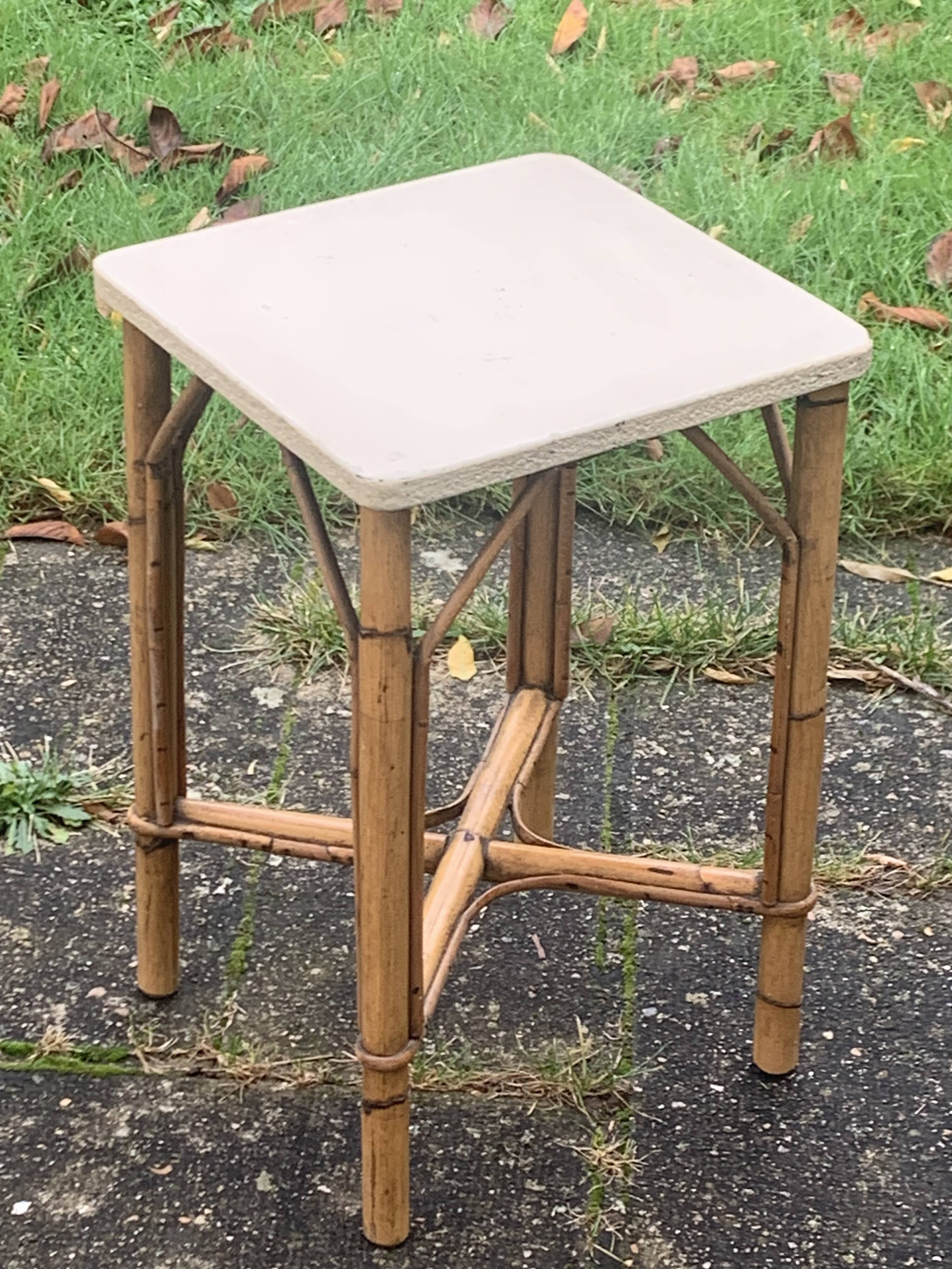 Vintage rattan and wicker side table, bedside table, side table