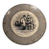 Assiette Faïence Creil Le chien de l’aveugle St Cricq Cassaux 1834