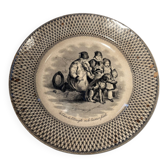 Creil Earthenware Plate The Blind Man's Dog St Cricq Cassaux 1834