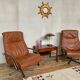 Pair of Scandinavian leather relax vintage armchairs brand Kebe