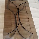 70's glass and chrome metal coffee table