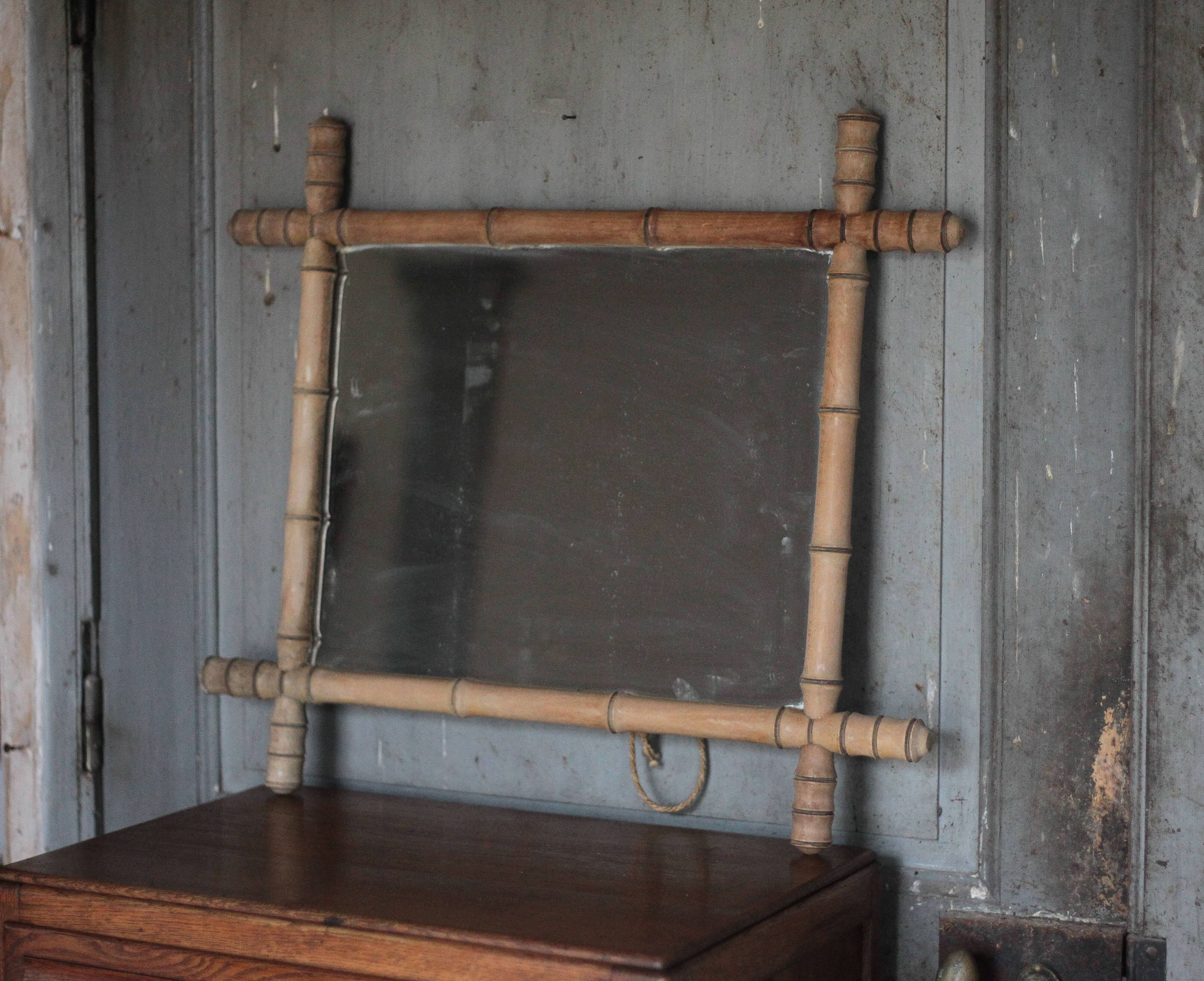 Bamboo imitation wood mirror, antique mirror, hanging mirror