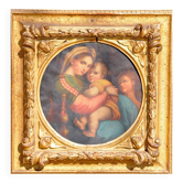 Raphael: "Mother and Child". 19th-century copy, beautiful gilt frame
