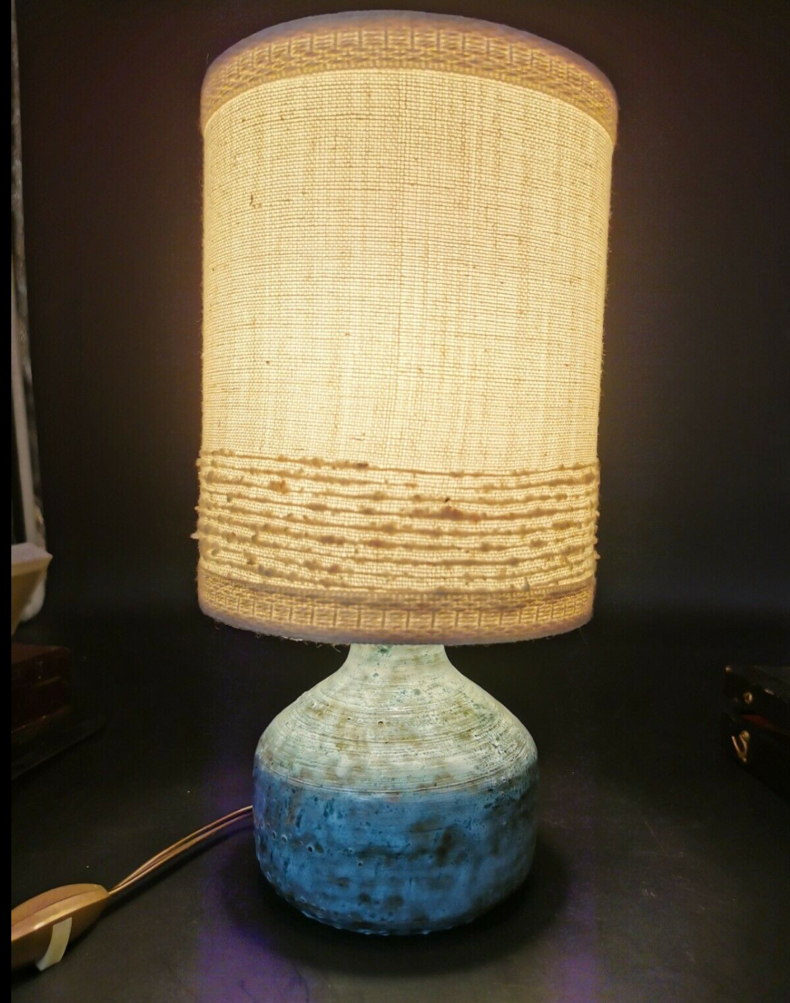Lampe vintage céramique bleue