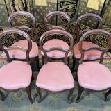 Suite of 6 Louis Philippe pink velvet chairs