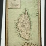 Old map of the Isle of Corsica framed under glass