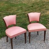 Paire de chaises de chambre vintage à dossier bas des années 30/50