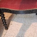 Napoleon III Prie Dieu chair, black wood, red velvet, 1900