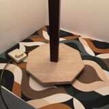Teak and travertine desk lamp