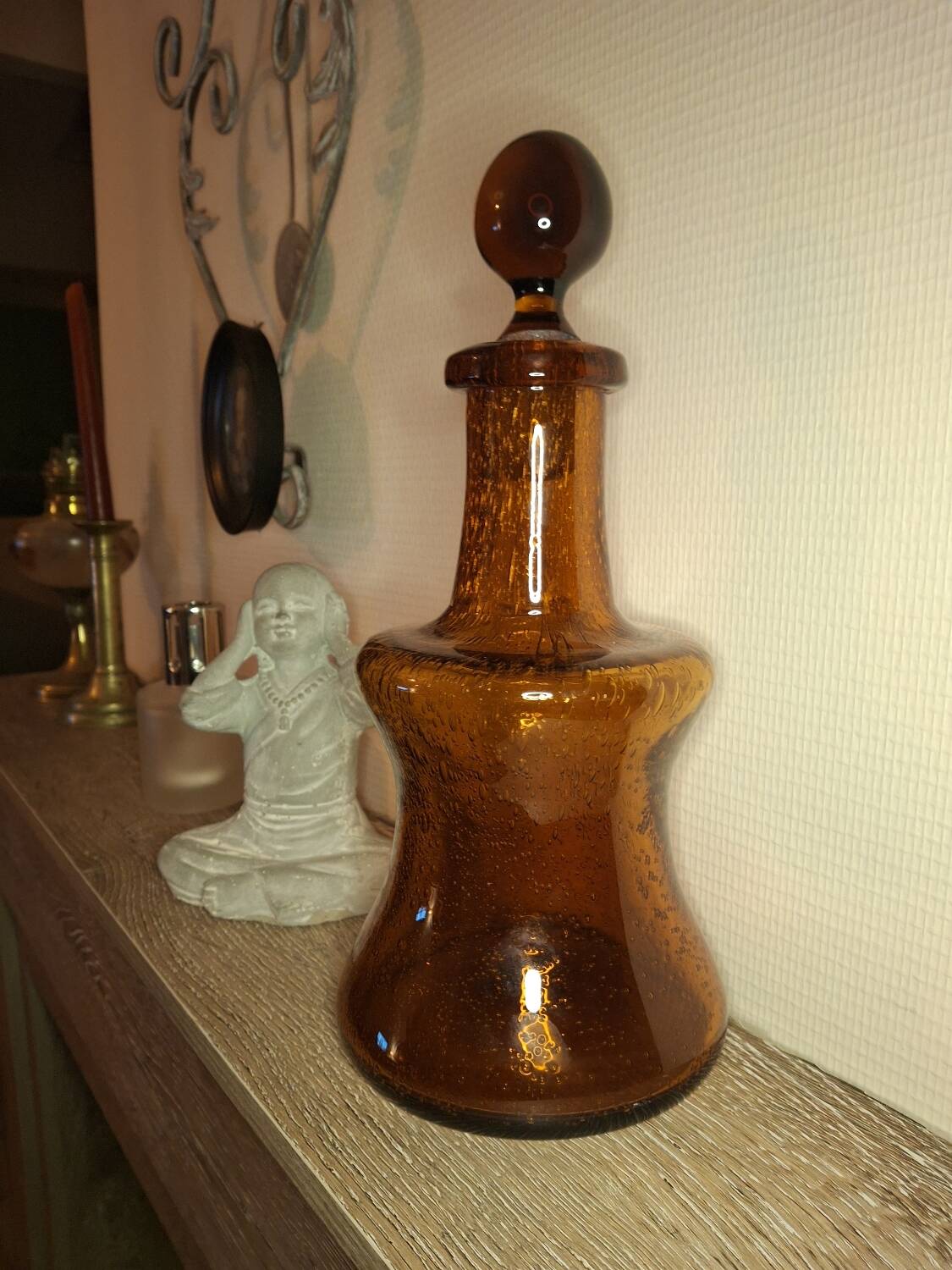 Vase Carafe whisky verre souffle brun