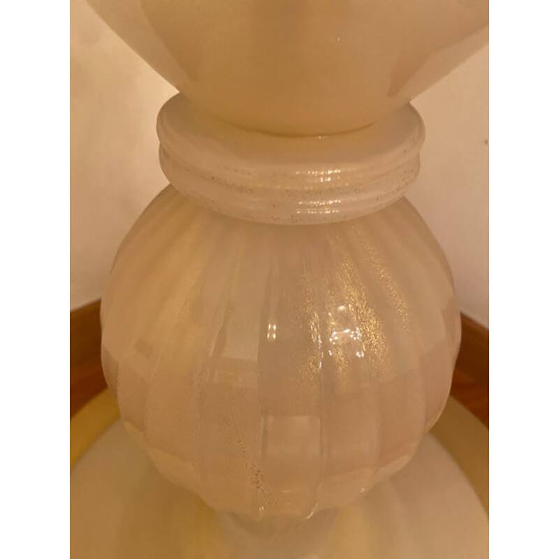 1990s Italian Venetian White and Gold Murano Glass Style Coffee Table