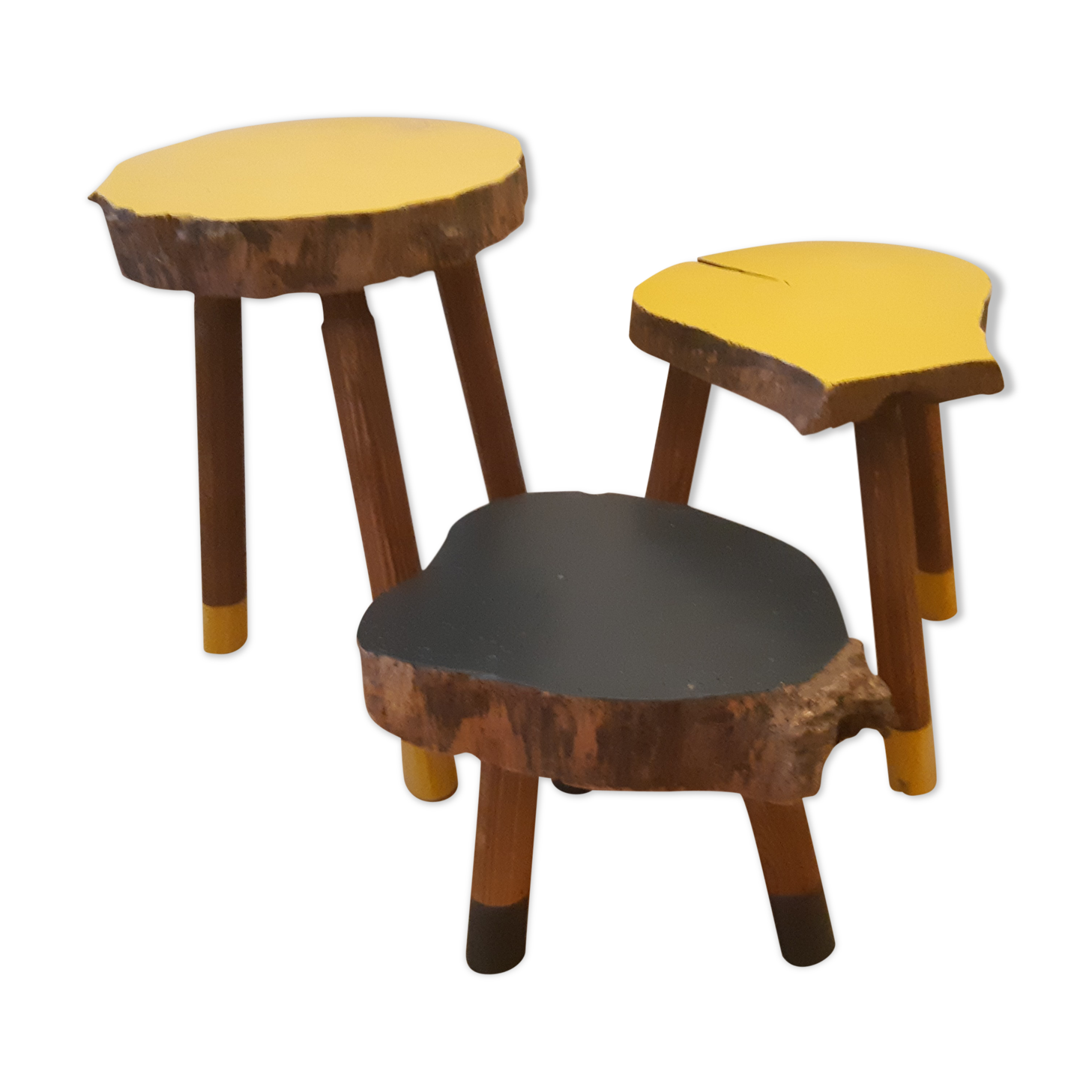 Trio of tripod tabourets